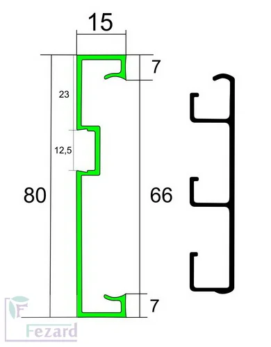 Алюминиевый плинтус Fezard Кабельный ALP-G80-LF Алюминий 80*15*2500 мм в Нижнем Тагиле